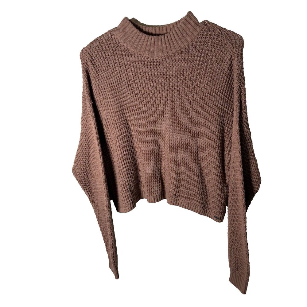 Hollister Sweater Women's Medium Brown Ribbed Mock Neck Long Sleeve Casual